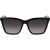 Longchamp Le Pliage 56mm Gradient Rectangular Sunglasses In Black