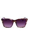Longchamp Le Pliage 56mm Gradient Rectangular Sunglasses In Purple Horn