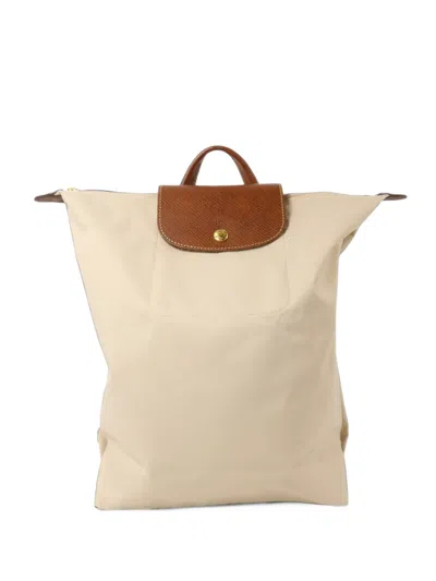 Pre-owned Longchamp Le Pliage Backpack In Neutrals