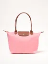 Longchamp Le Pliage Bag In Nylon And Grained Leather In Pink