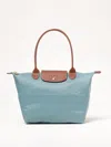 Longchamp Le Pliage Bag In Nylon And Grained Leather In Water