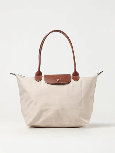 Longchamp Le Pliage Bag In Nylon And Grained Leather In Yellow Cream