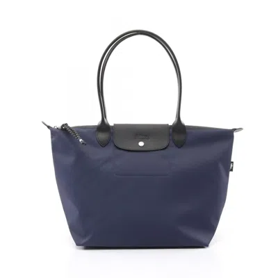 Longchamp Le Pliage Black Navy Nylon Canvas Tote Bag