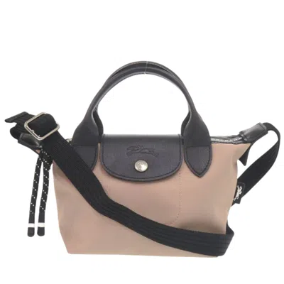 Pre-owned Longchamp Le Pliage Black Pink Nylon Canvas Leather Shoulder Bag () In Black, Pink
