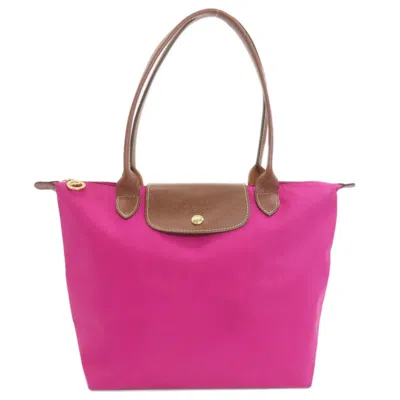 Pre-owned Longchamp Le Pliage Brown Pink Nylon Tote Bag () In Brown, Pink