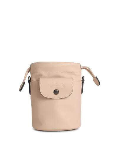Longchamp Le Pliage Bucket Bag In Nude Leather