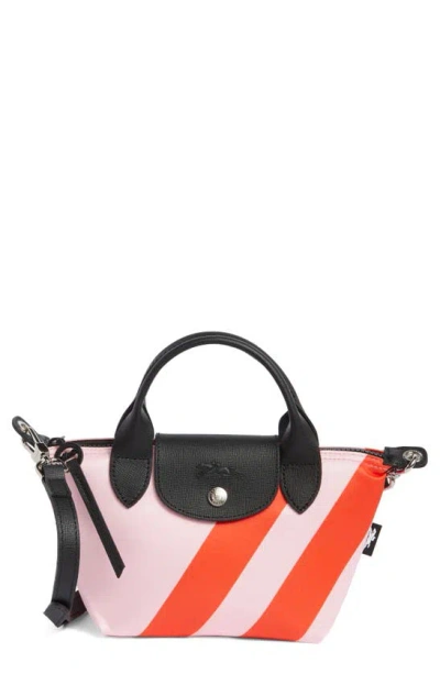 Longchamp Le Pliage Cacaque Recycled Extra Small Satchel In Pink/ Orange