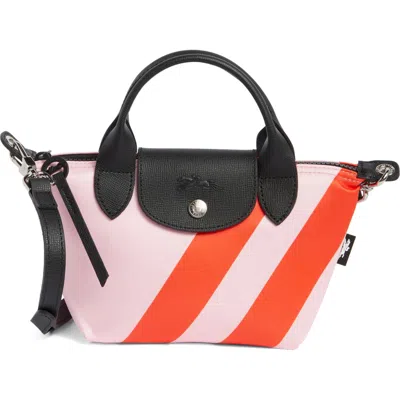 Longchamp Le Pliage Cacaque Recycled Extra Small Satchel In Pink/orange