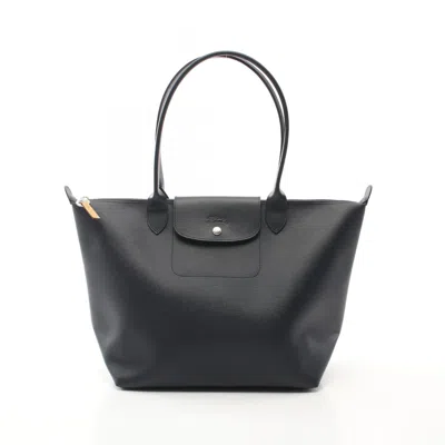 Longchamp Le Pliage Canvas Leather Tote Bag In Blue