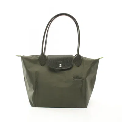 Longchamp Le Pliage Canvas Leather Tote Bag In Green