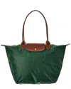 Longchamp Le Pliage Canvas Tote In Green