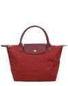 Longchamp Le Pliage Green Nylon Tote In Red