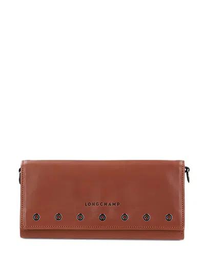 Longchamp Le Pliage Chain-embellished Wallet In Brown