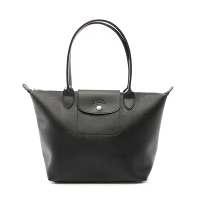 Longchamp Le Pliage City Canvas Leather Tote Bag In Black
