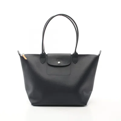 LONGCHAMP LE PLIAGE CITY CANVAS LEATHER TOTE BAG