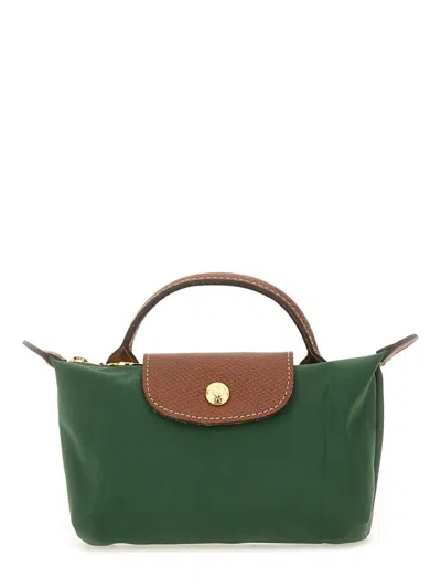 Longchamp Le Pliage Clutch Bag With Handle In Green