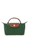 Longchamp Le Pliage Original Canvas Pouch With Handle In Green