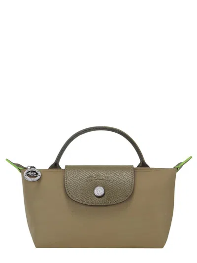 Longchamp "le Pliage" Clutch Bag With Handle In Brown