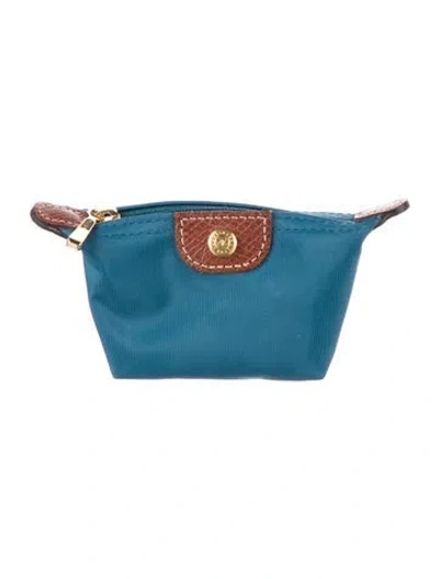 Pre-owned Longchamp Le Pliage Coin Case In Blue