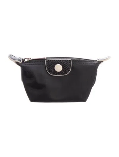 Pre-owned Longchamp Le Pliage Coin Purse Nylon Coin Pouch In Grey