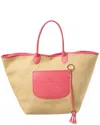 Longchamp Le Pliage Collection Large Raffia Basket Bag In Pink