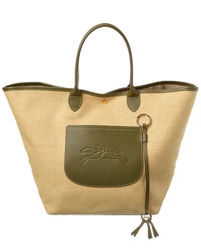 Longchamp Le Pliage Collection Large Raffia Basket Bag In Purple