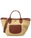 Longchamp Le Pliage Xs Brown Handbag With Logo Embossed On The Front In Fabric And Leather Blend Woman In Beige