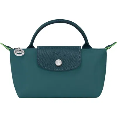 Longchamp Le Pliage Cosmetics Case In Teal