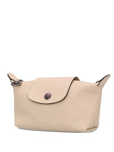 Longchamp Le Pliage Cuir Cosmetic Make Up Bag In Brown