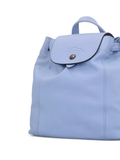 Longchamp Le Pliage Cuir Flap Backpack In Blue