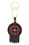 Longchamp Le Pliage Cuir Key Ring In Black