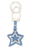 Longchamp Le Pliage Cuir Key Ring In Blue