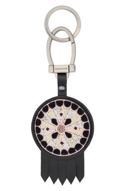 Longchamp Le Pliage Cuir Key Ring In Gold