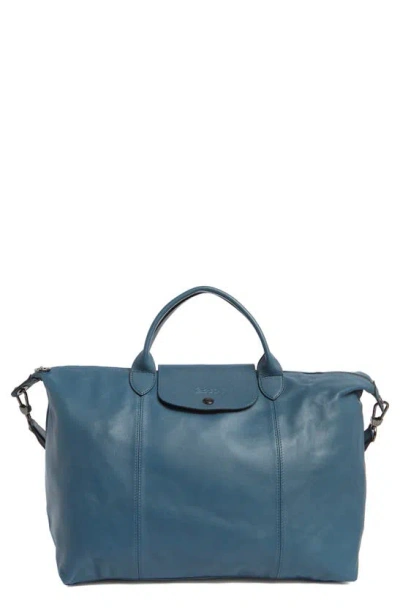 Longchamp Le Pliage Cuir Leather Satchel In Blue