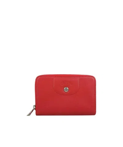 Longchamp Le Pliage Cuir Series Wallet In Red