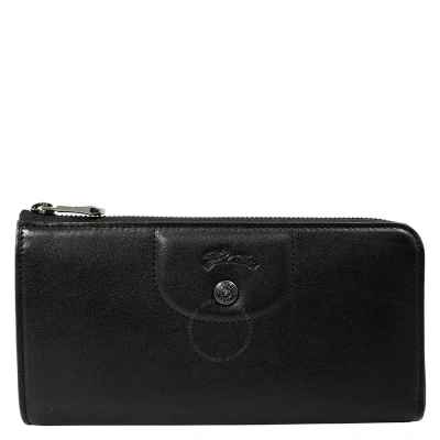 Longchamp Le Pliage Cuir Zip Around Wallet - Black