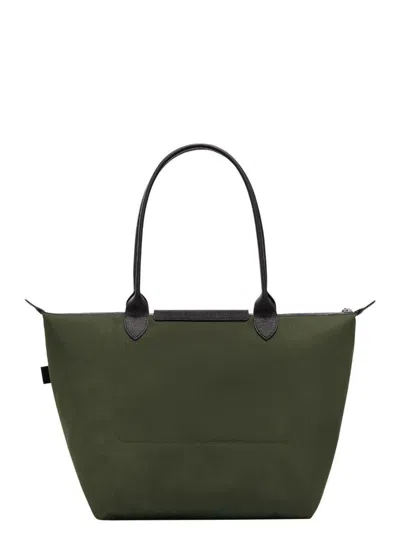 Longchamp 'le Pliage Energy L' Green Shoulder Bag With Engraved Logo