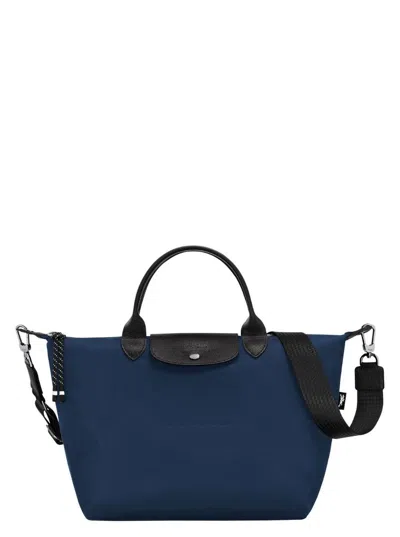 Longchamp 'le Pliage Energy' Blue Shoulder Bag With Engraved Logo On The Front In Tech Fabric Woman