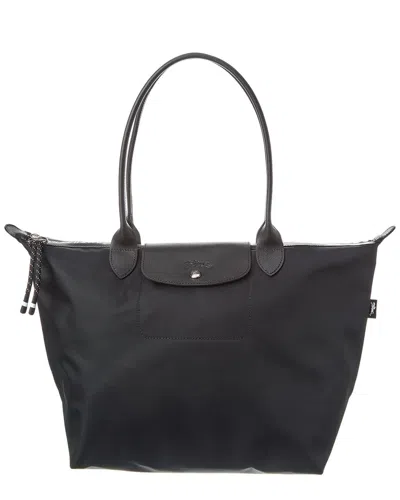 Longchamp Le Pliage Energy Large Canvas & Leather Tote In Black