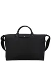 Longchamp Le Pliage Energy Large Canvas Short Handle Travel Bag With Strap In Black