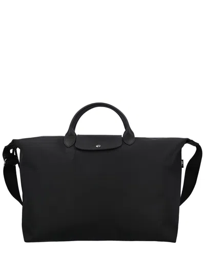Longchamp Le Pliage Energy Large Canvas Short Handle Travel Bag With Strap In Black