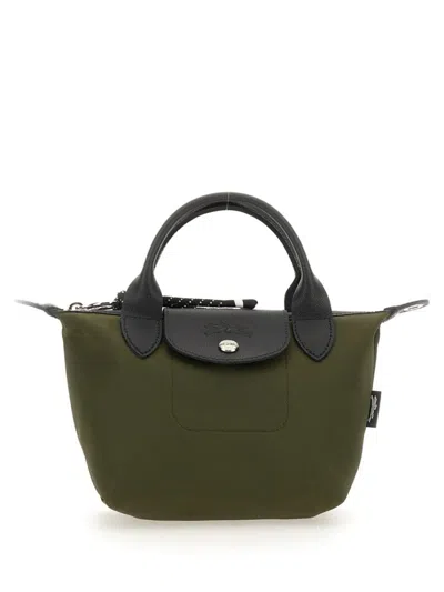 Longchamp Structured Green Polyamide Bag In Brown