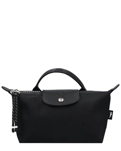 Longchamp Le Pliage Energy Top Handle Canvas & Leather Bag In Black