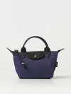 Longchamp Le Pliage Energy Xs Bag In Recycled Nylon And Grained Leather In Blue