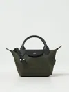 Longchamp Le Pliage Energy Xs Bag In Recycled Nylon And Grained Leather In Military