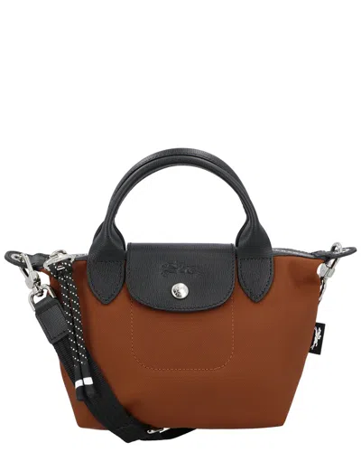 Longchamp Extra Small Le Pliage Energy Recycled Canvas Top Handle Bag In Brown