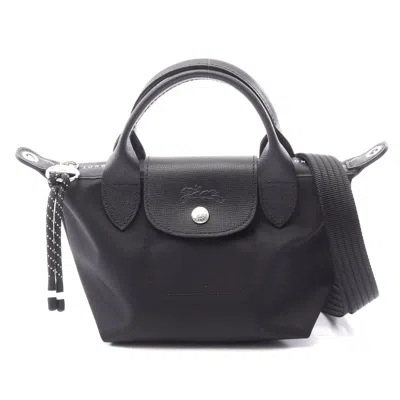Longchamp Le Pliage Energy Xs Canvas Leather Handbag In Black