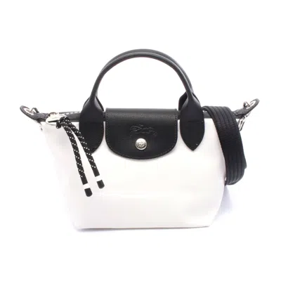 Longchamp Le Pliage Energy Xs Canvas Leather Handbag In White