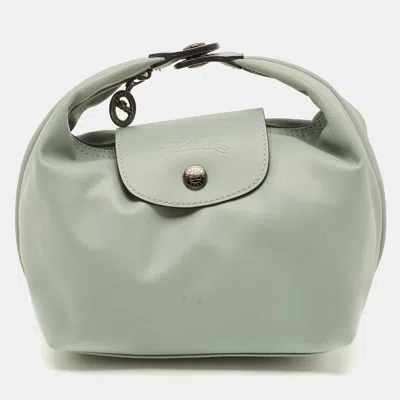Pre-owned Longchamp Le Pliage Extra Xs Pastel Green Leather Hobo