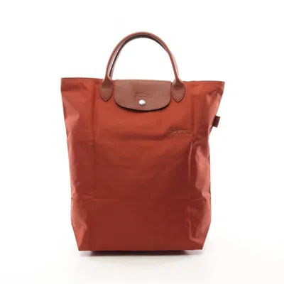 Longchamp Le Pliage Fabric Leather Shopping Bag Tote Bag In Brown